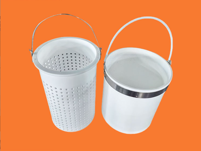 PTFE Screening Baskets, PTFE Filter Baskets, Perforated Round PTFE Tube Bodies