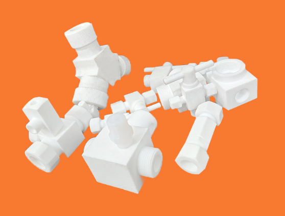 PTFE straight valves for gas sampling bags, ferrule irrigation switching ball valves, manual PTFE on-off valves